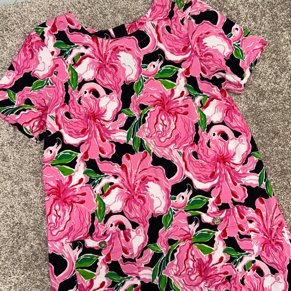 Lilly Pulitzer Mattison Shift Dress Medium Party All The Time Onyx Gold Buttons